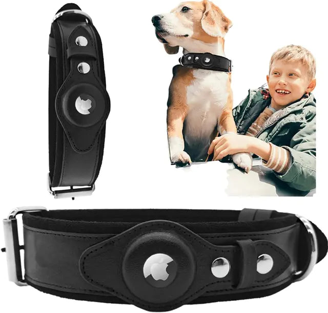 Premium Leather AirTag Dog Collar