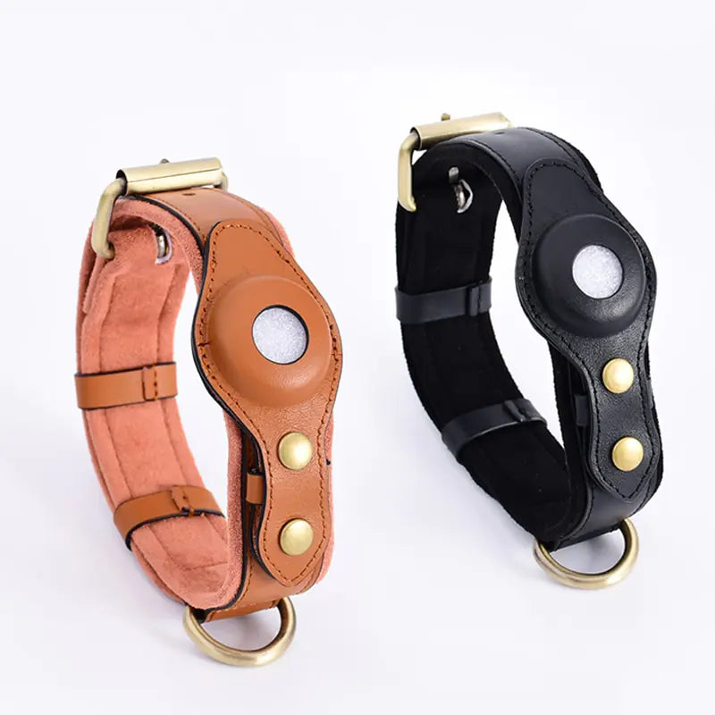 Premium Leather AirTag Dog Collar