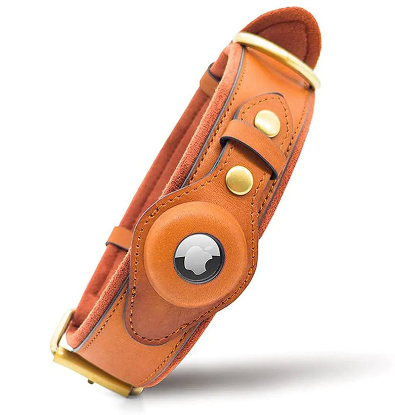 Premium Leather AirTag Dog Collar