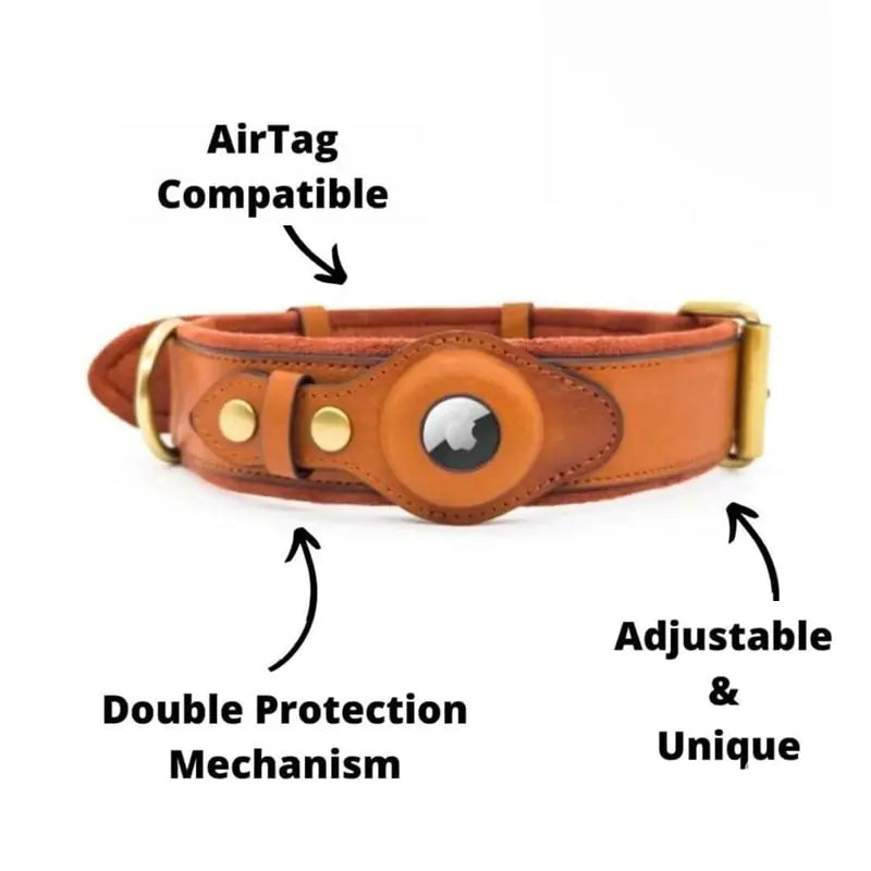 Premium Leather AirTag Dog Collar